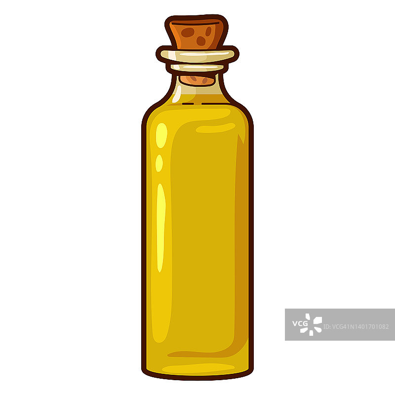 橄榄油瓶子矢量卡通插图孤立在白色背景。图片素材