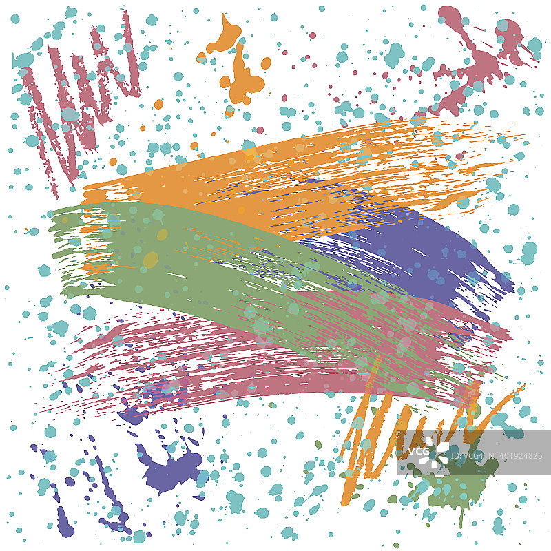 Grunge旗帜用彩色喷绘，刷一笔一划。矢量图图片素材