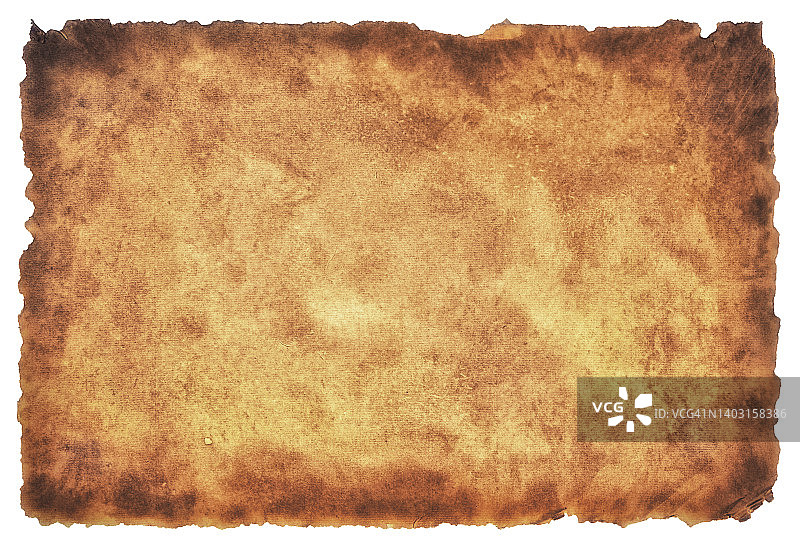 旧的烤盘纸，陈年或纹理孤立在白色背景图片素材