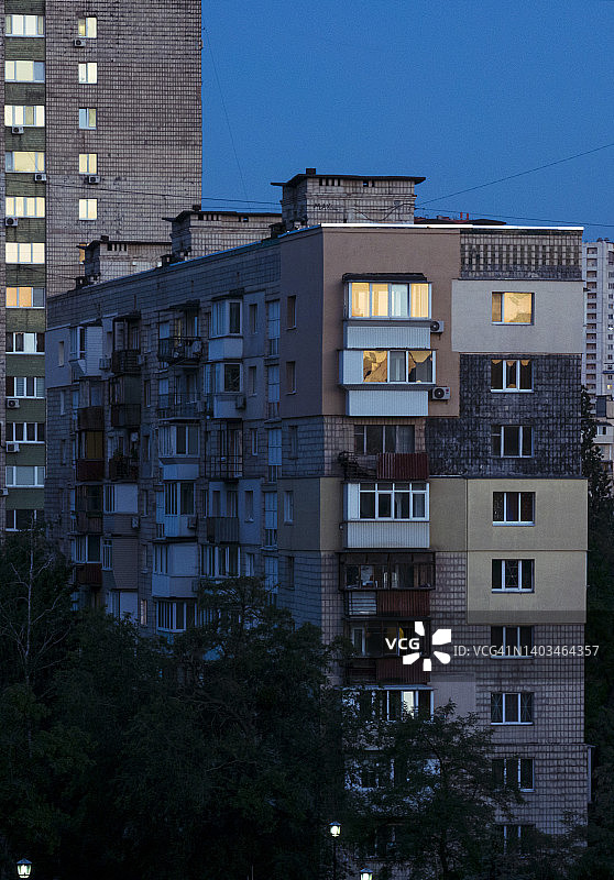 住宅建筑外墙保温。基辅市宿舍区图片素材