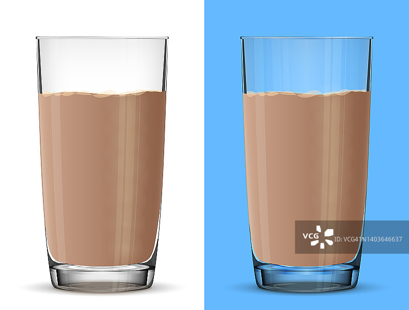 一杯巧克力牛奶在白色背景上图片素材