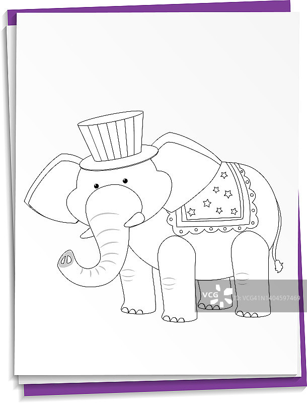 在纸上手绘大象图片素材