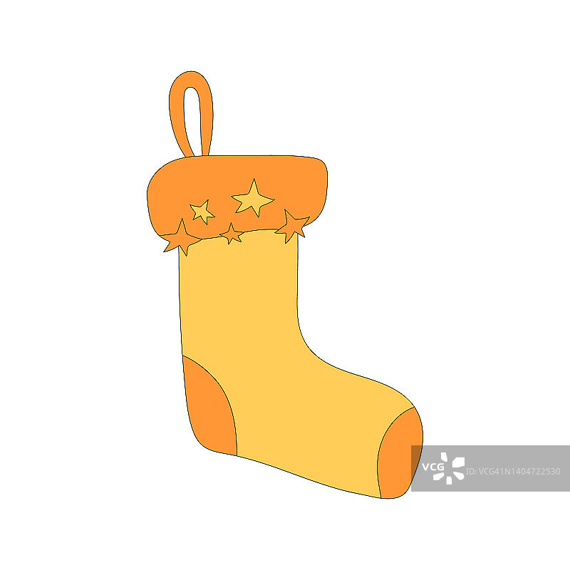 圣诞袜子插图。新年装饰矢量元素，彩色节日袜子图标。图片素材