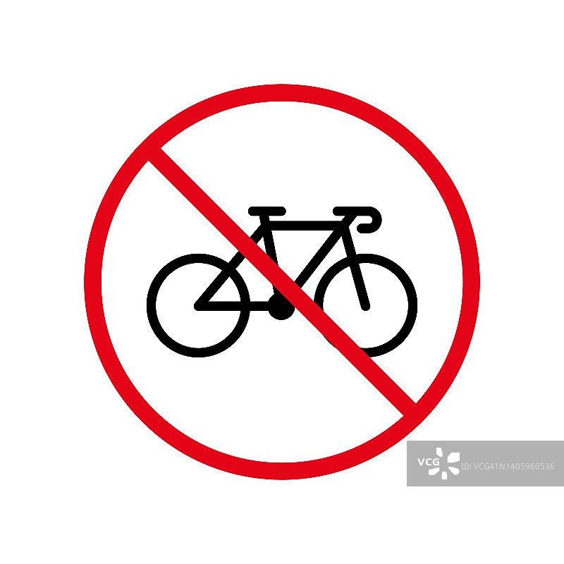 自行车自行车禁止黑色剪影图标。禁止停放自行车的象形文字。自行车比赛红色停止圈标志。禁止自行车道路标志。Bycicle禁止。孤立的矢量图图片素材