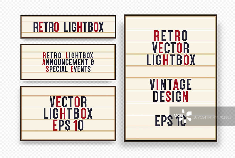 Lightbox矢量复古横幅设置不同的大小图片素材