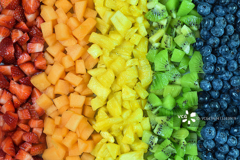 彩虹色的新鲜水果背景图片素材