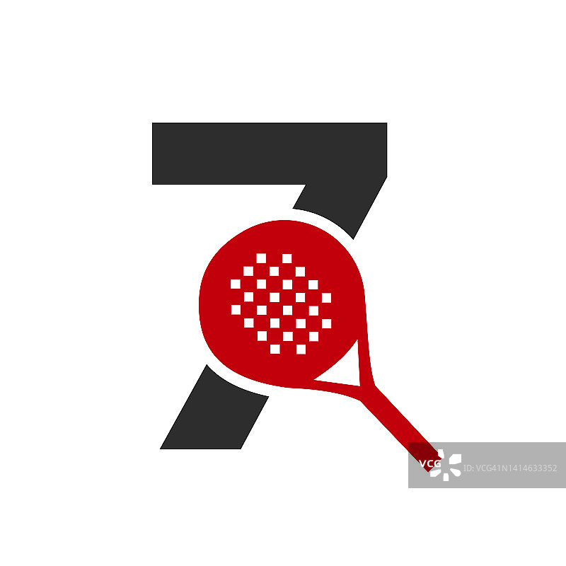 信7球拍标志设计矢量模板。沙滩乒乓球俱乐部标志图片素材