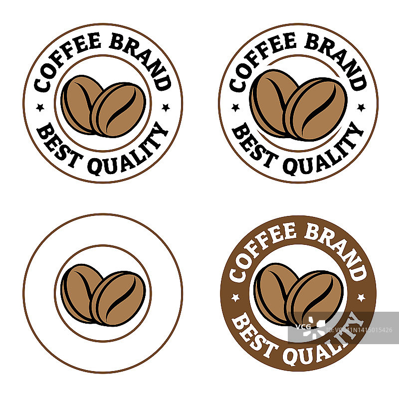 彩色圆形咖啡豆图标与文字-集合3图片素材