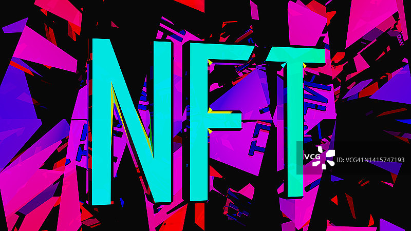 光泽NFT文字彩虹万花筒一样的数字艺术背景图片素材