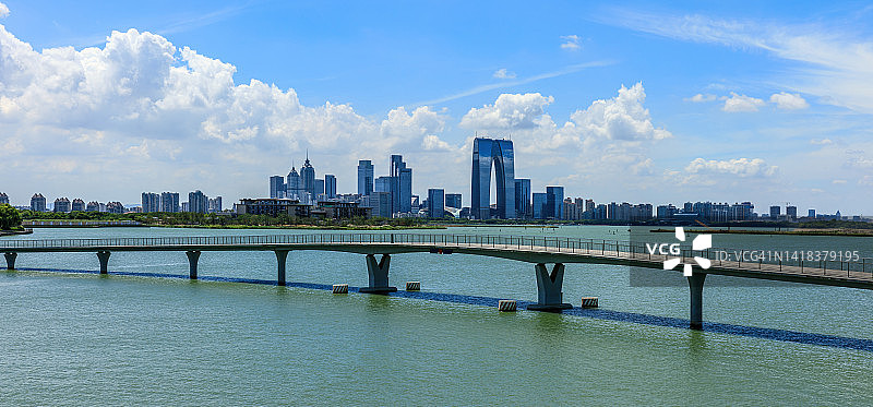 苏州城市天际线全景图片素材