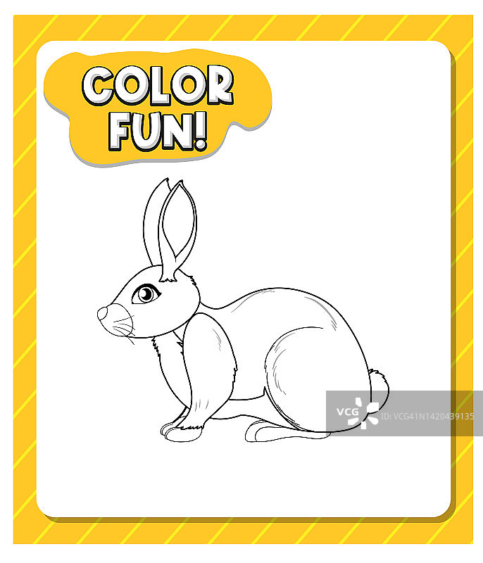 工作表模板与颜色的乐趣!文字和兔子轮廓图片素材