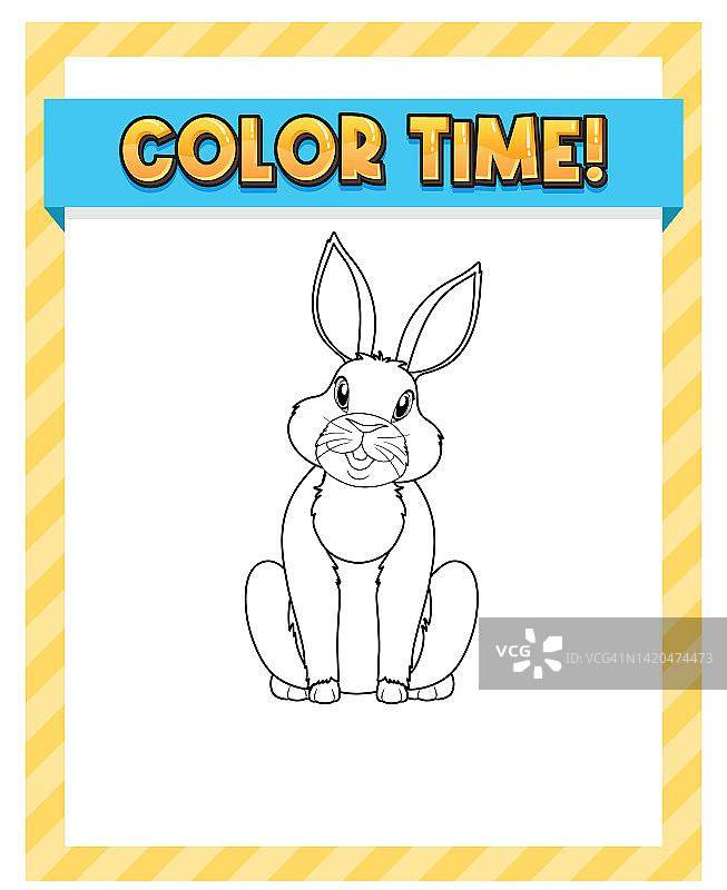 工作表模板与颜色时间!文字和兔子轮廓图片素材
