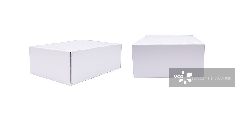 白箱模型。空白包装盒，立方体透视视图和化妆品产品包装模型图片素材