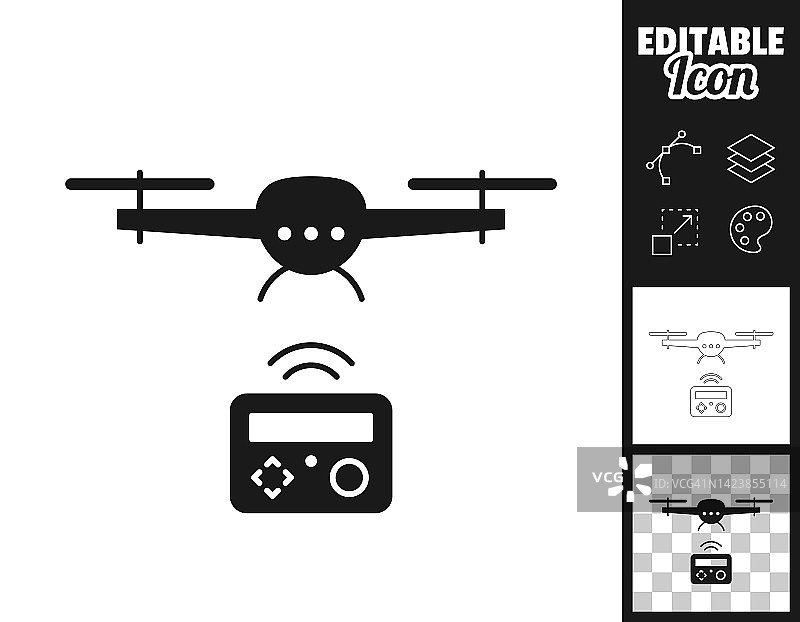 遥控飞行无人机。图标设计。轻松地编辑图片素材