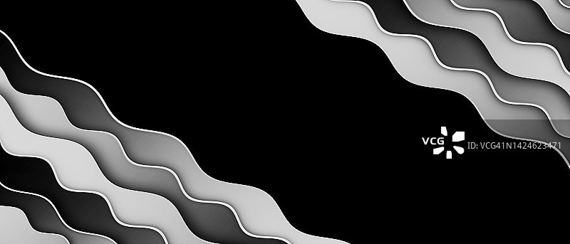 抽象的黑色灰色现代波浪背景。图片素材