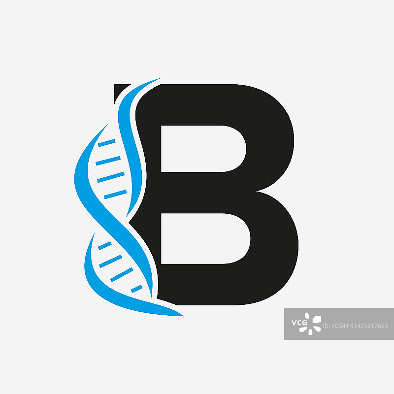 用于医疗标识的字母B向量模板上的初始DNA标识图片素材