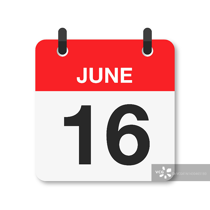 6月16日-每日日历图标-白色背景图片素材