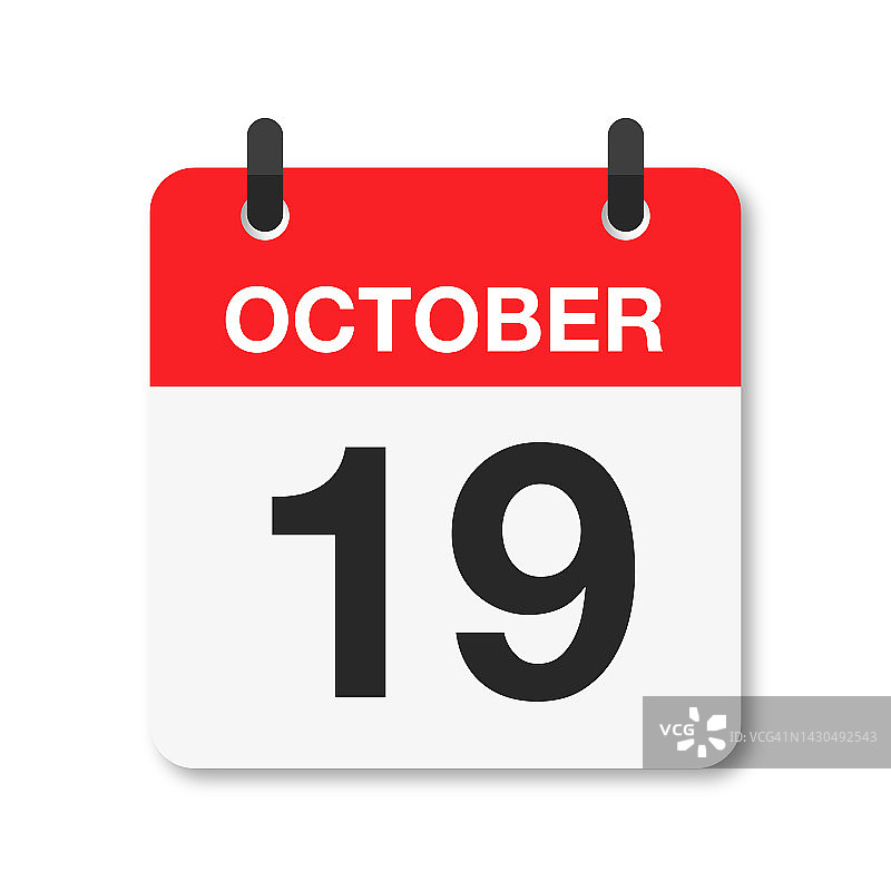 10月19日-每日日历图标-白色背景图片素材