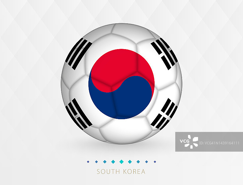 印有韩国国旗图案的足球，印有韩国国家队国旗的足球。图片素材