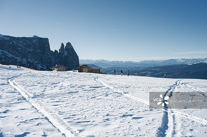 塞西尔，西尔在冬天的风景区。意大利的阿尔卑斯山脉图片素材