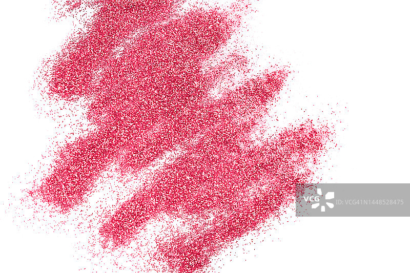 在白色背景上的2023年流行红粉Viva品红色的面部纹理涂抹。图片素材