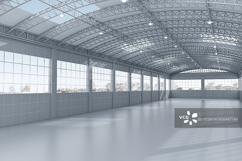 空置的工业仓库，3D渲染图片素材