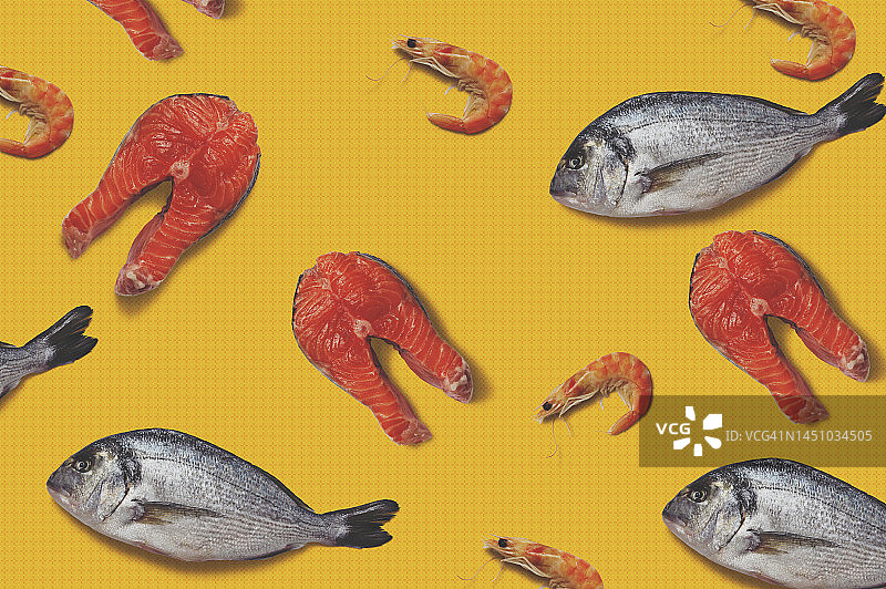 虾，鲑鱼，各种各样的鱼图片素材