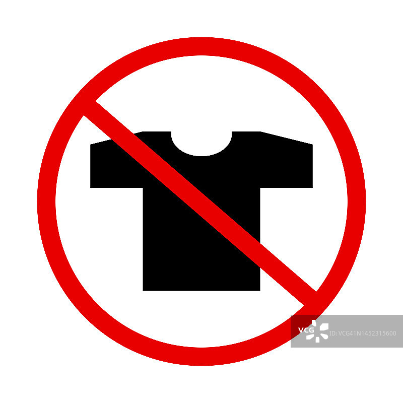 t恤禁令图标。服装的限制。向量。图片素材