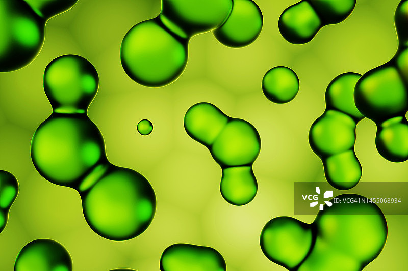透明的绿色3D分子。数字生成图像。图片素材