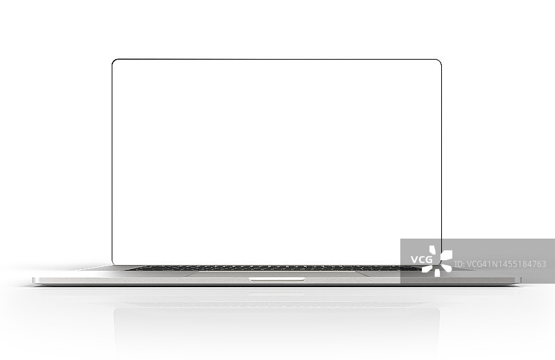 笔记本电脑在白色背景与剪辑路径图片素材