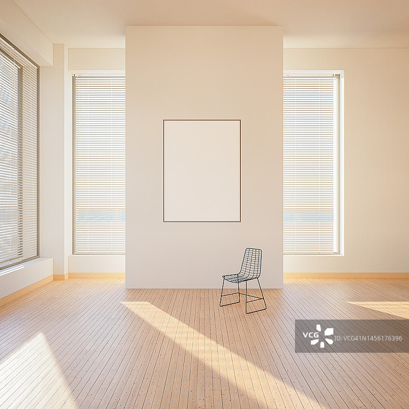 室内模型插图与装饰，3d渲染，白墙与白板图片素材