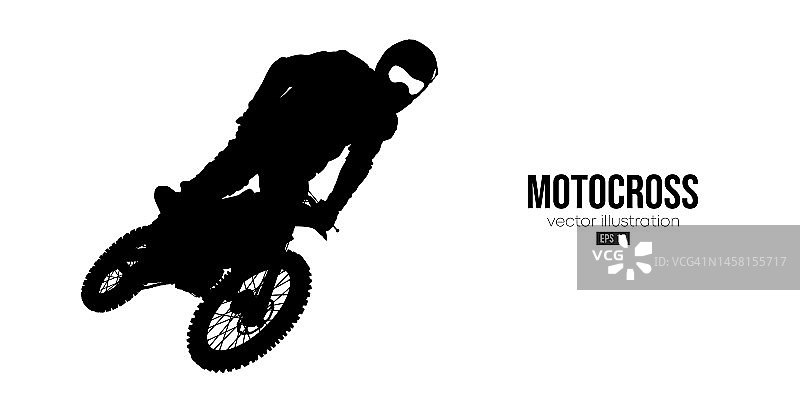 一个摩托车越野骑手的抽象剪影，男人正在做一个魔术，孤立在白色背景上。Enduro摩托车运动运输。矢量图图片素材