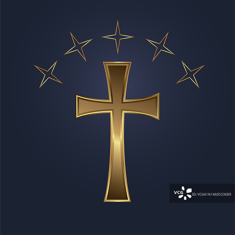 神圣的十字架与金星，溢价神圣的十字架图标，象征保护灵魂和精神矢量插图图片素材
