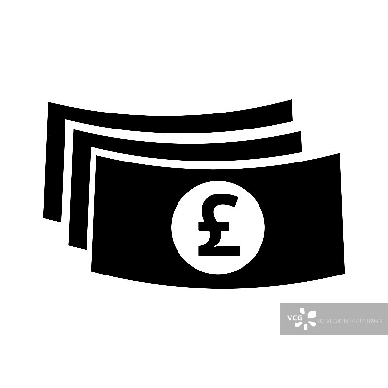 英镑纸币剪影。英国的纸币。钱。向量。图片素材