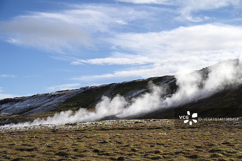 冰岛西南部Hellisheidi发电站的蒸汽图片素材