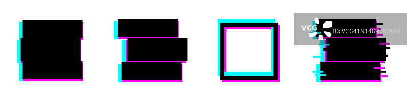 Rave glitch方形。现代图标集的设计。平面风格插图孤立在白色背景。矢量EPS 10图片素材
