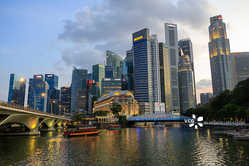 新加坡城市中央商务区城市景观天际线图片素材