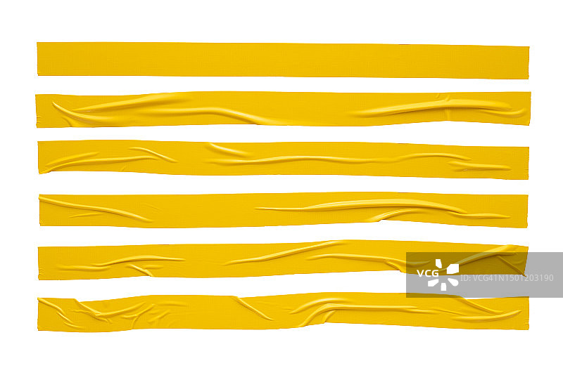 黄色管道胶带长条隔离在白色图片素材