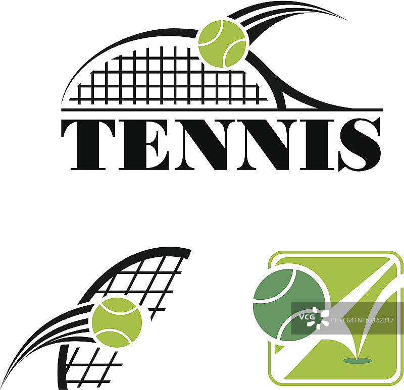 黑色和绿色网球符号的剪贴画图片素材