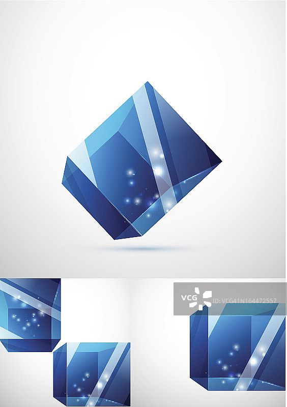 向量蓝色光泽立方体图片素材