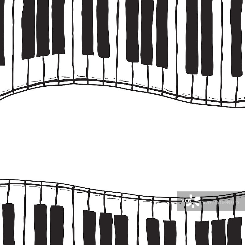 两个钢琴键-素描风格图片素材