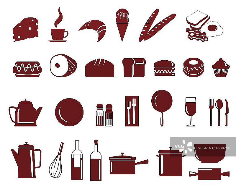 白色背景上的红色食物图标图片素材