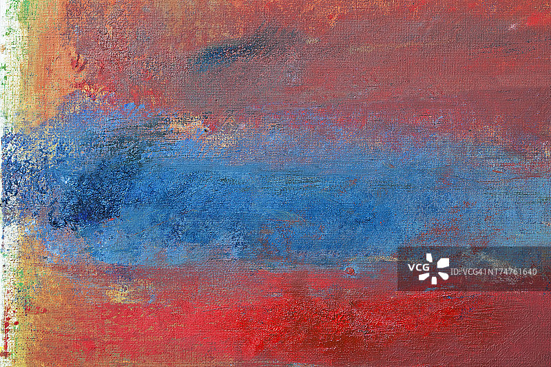 抽象画上红色和蓝色的艺术背景。图片素材