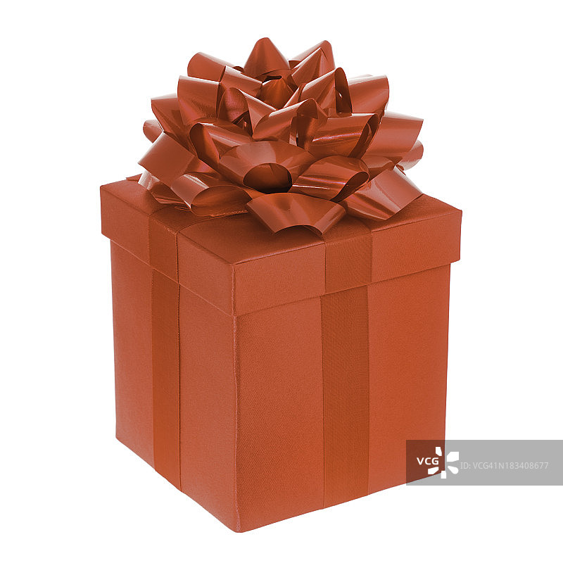 红色礼盒，缎子蝴蝶结图片素材