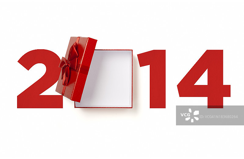 礼品盒和2014与剪切路径图片素材