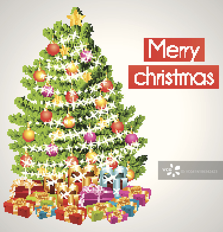 圣诞快乐。贺卡装饰树..图片素材