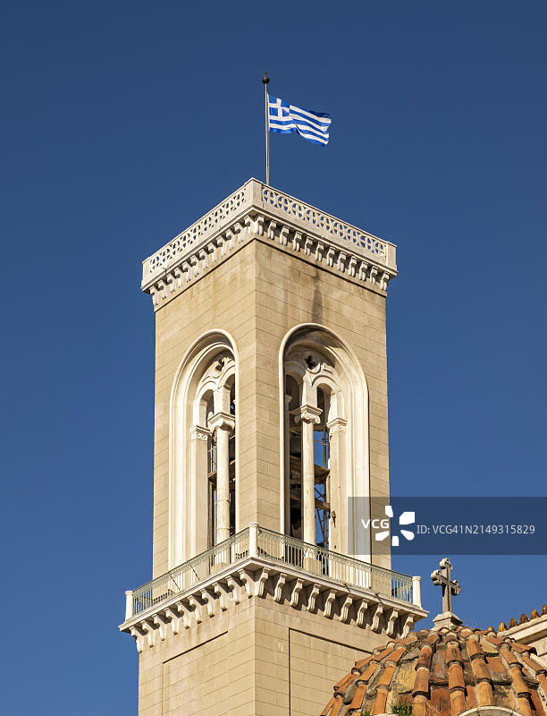欧洲希腊雅典的圣城大教堂塔图片素材