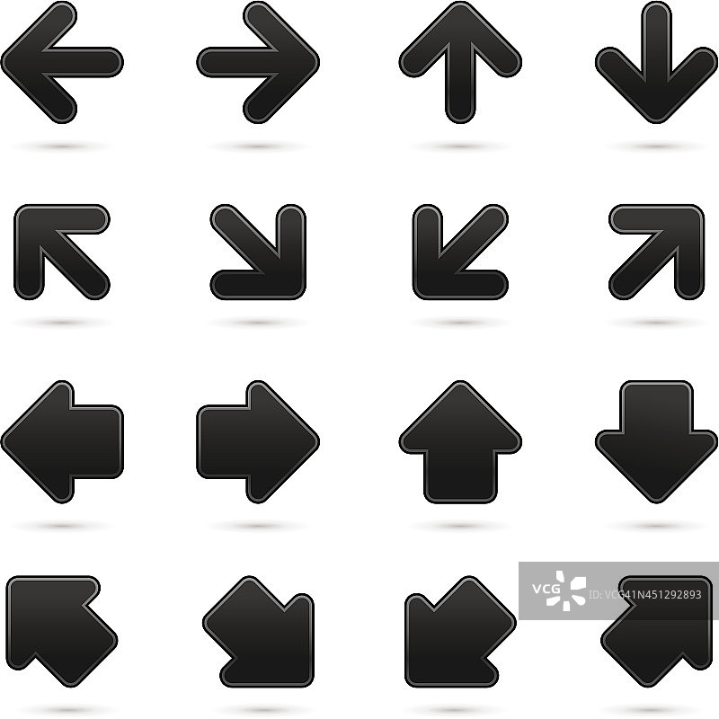 箭头标志方向图标黑色方框圆形导航按钮图片素材