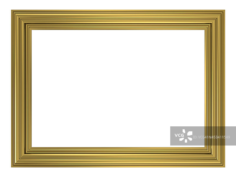 金色相框孤立在白色背景。图片素材
