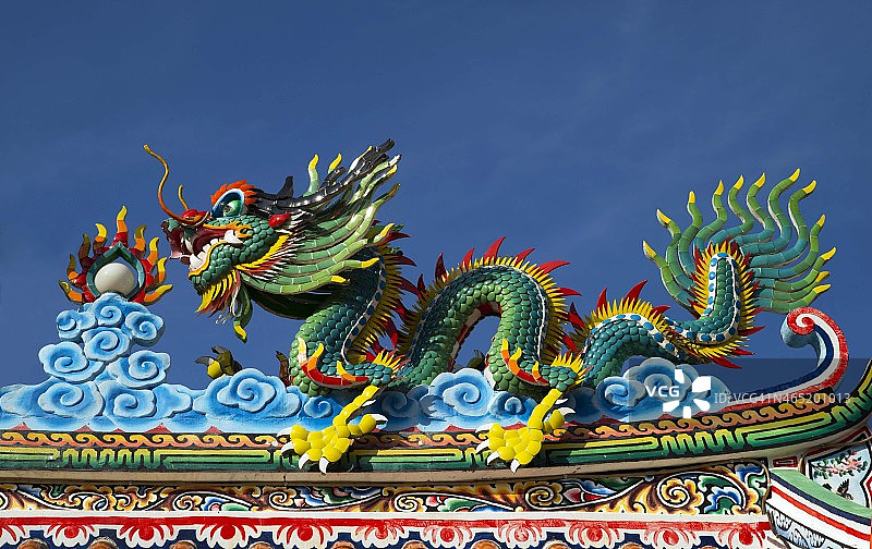 龙在中国寺庙屋顶图片素材